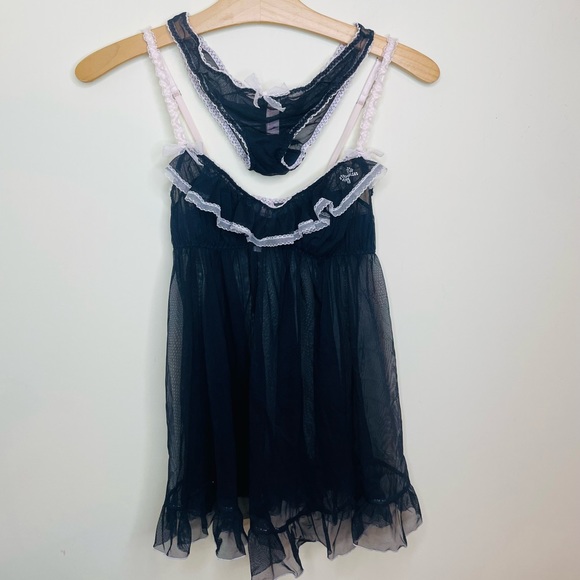 Y2K Vintage Victoria's Secret Babydoll Mesh & Lace Babydoll and Panties - Picture 3 of 8